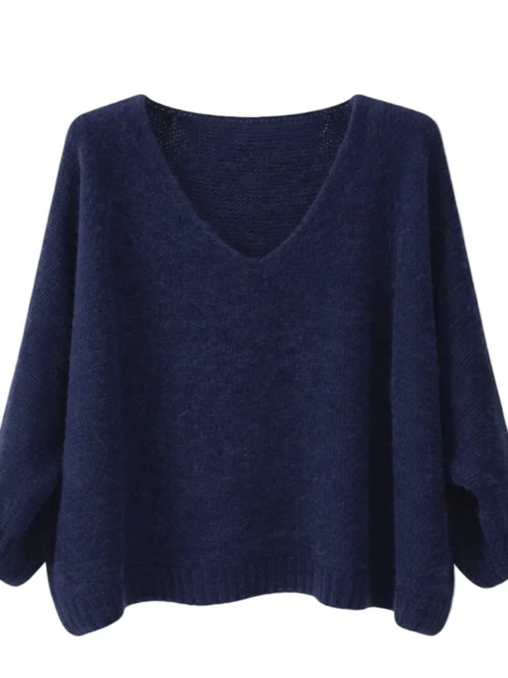 Charli Tess Mohair V-Neck Sweater - Navy (O/S)